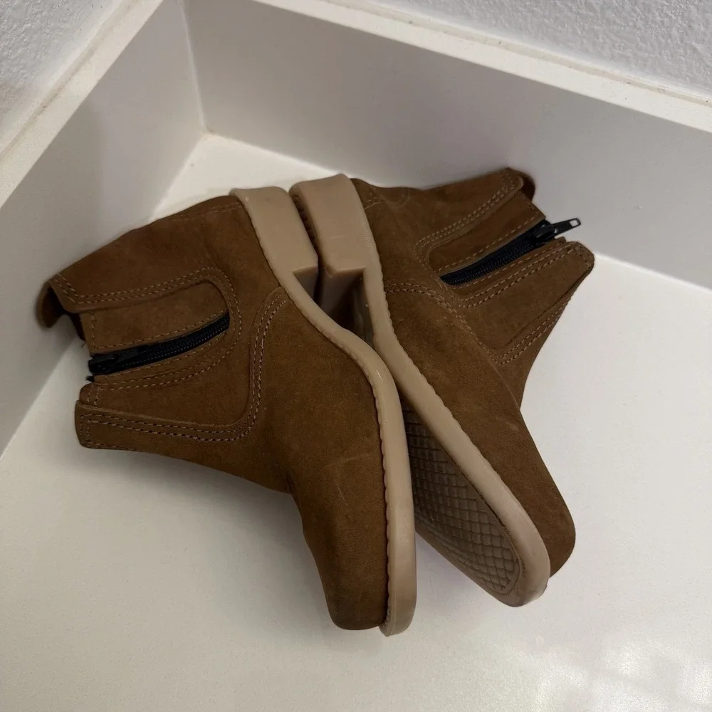 Kids Brazilian Leather Tan Brown Zip Up Wedge Ankle Boots US Youth 3 / 4 BRA 33 - Picture 4 of 9